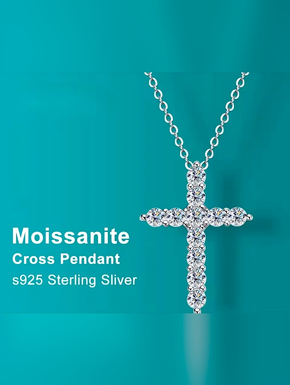NEW Certified Brilliant Cut Diamond stimulated Moissanite Cross Pendant Necklace - Picture 12 of 12